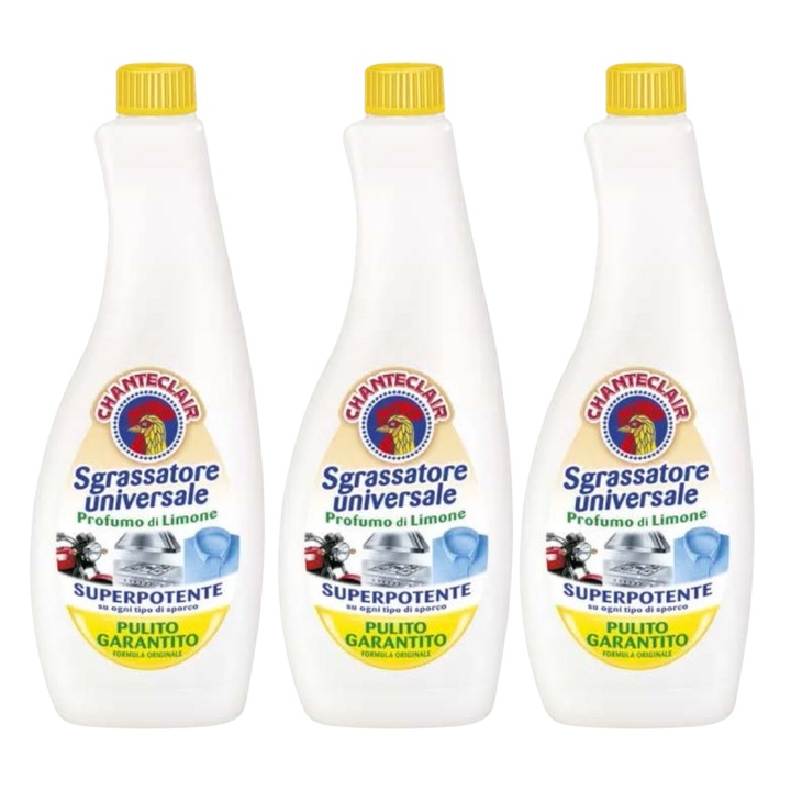 Pachet 3 x Rezerva ChanteClair Degresant Universal cu Lamaie, Solutie 600 ml