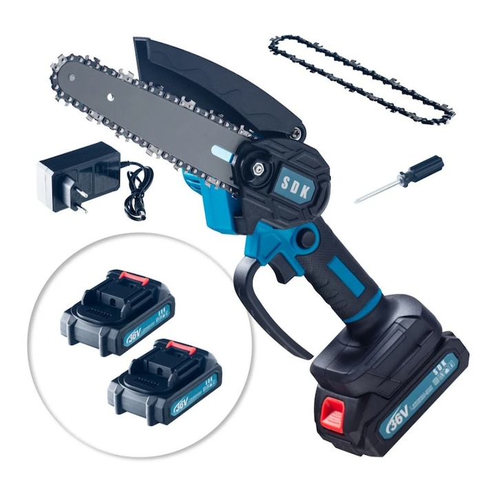 Mini drujba electrica, Fierastraie cu lant electric 2 Acumulatori 48v 1500mah