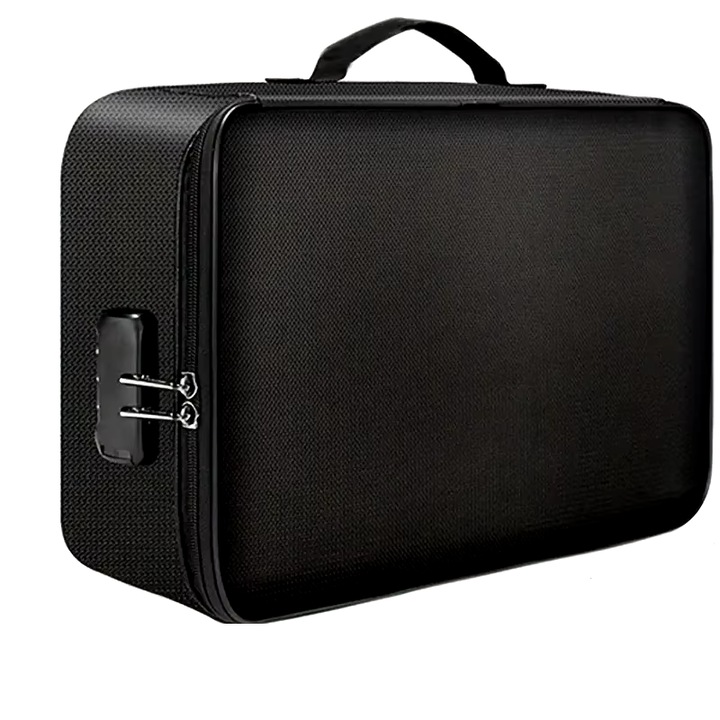 Tűz- és vízálló irattartó táska, Oxford anyagból, 160 ml, téglalap alakú modell, összecsukható szervező laptophoz és dokumentumokhoz, több rekeszes, környezetbarát