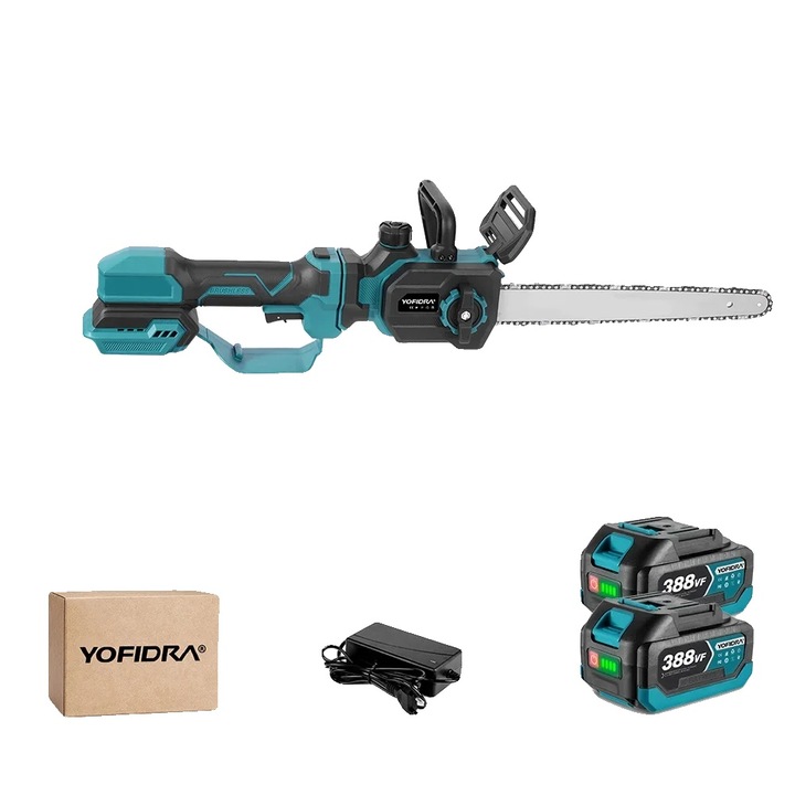 Fierastraie cu lant electric, motor fara perii, telescopic, 2 baterii, 600 mm, 350 mm