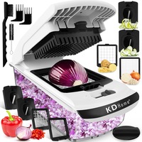 Tocator de Legume 4 in 1 Profesional KD Home® ChopMaster, Tip Chopper Razatoare, Inox, 4 Lame Feliator, Foarte Rezistent, Buton Blocare, Alb