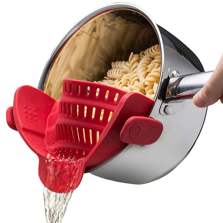 Strecuratoare universala din silicon, prindere clema, rosu