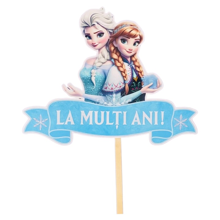 Topper Tort Elsa – Carton Lucios, Set 6 buc 12–16 cm | Petrecere Copii