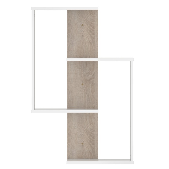 Polita suspendata DacEnergy©, DTD laminat, spatiu de depozitare deschis, design modern, 65 x 22 x 100 cm, stejar alb si sonoma