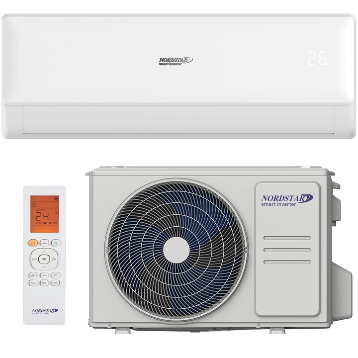 Aer conditionat Inverter Nordstar POLAR 9000 BTU, functionare la temperaturi de -25°C, smart kit WI-FI integrat in unitatea interna, clasa racire A++