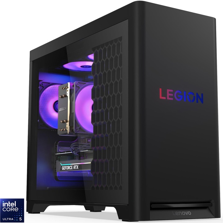 Sistem Desktop PC Gaming Lenovo Legion T5 30IAS10 cu procesor Intel® Core Ultra 5 225F pana la 4.9GHz, 16GB DDR5, 1TB SSD, NVIDIA® GeForce RTX™ 5060 8GB GDDR7, No OS, Eclipse Black, 3y on-site Premium Care