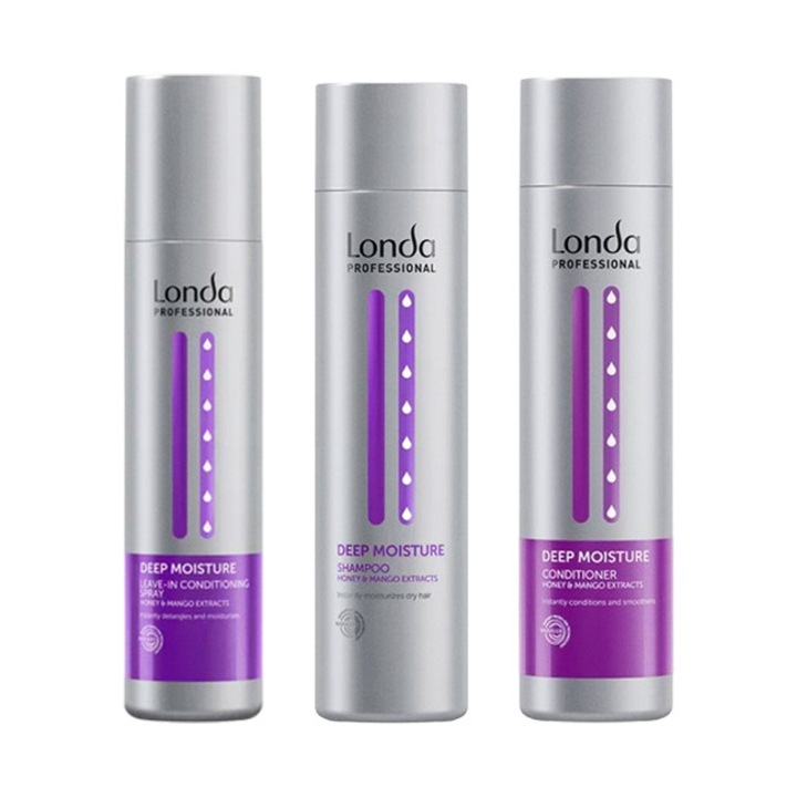 Set Londa Professional Deep Moisture - Sampon 250 ml, Balsam 250 ml, Spray leave-in 250 ml, Hidratare, Normal