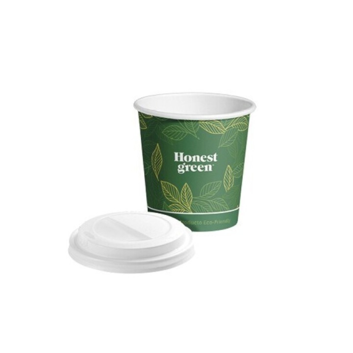 Set 25 pahare albe carton 120cc plus 25 capace PS