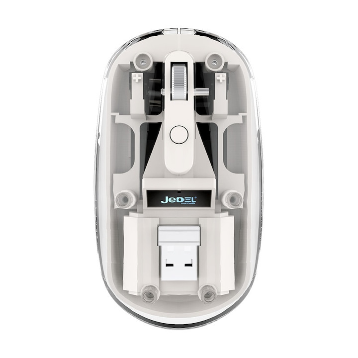 Mouse wireless Bluetooth, JEDEL, WD131P, conexiune receptor wireless Bluetooth si USB, reglabil 800/1200/1600DPI, detasabil magnetic, potrivit pentru computer, laptop, tableta, telefon mobil, bej