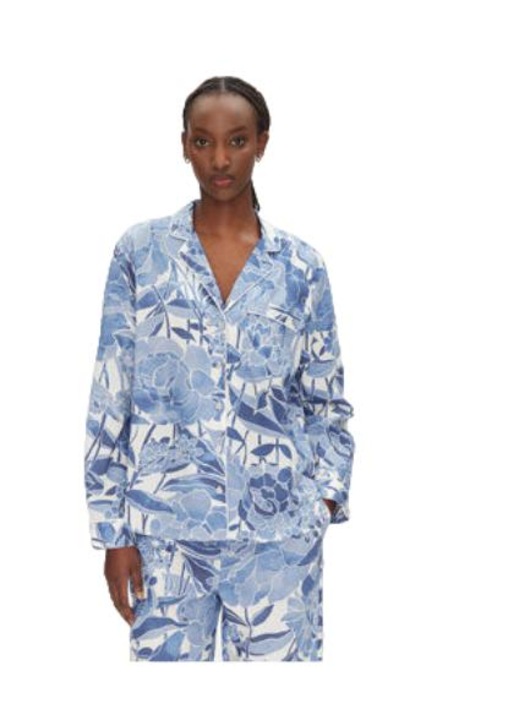 Bluza de pijamale dama, GAP, floral, albastru, bumbac