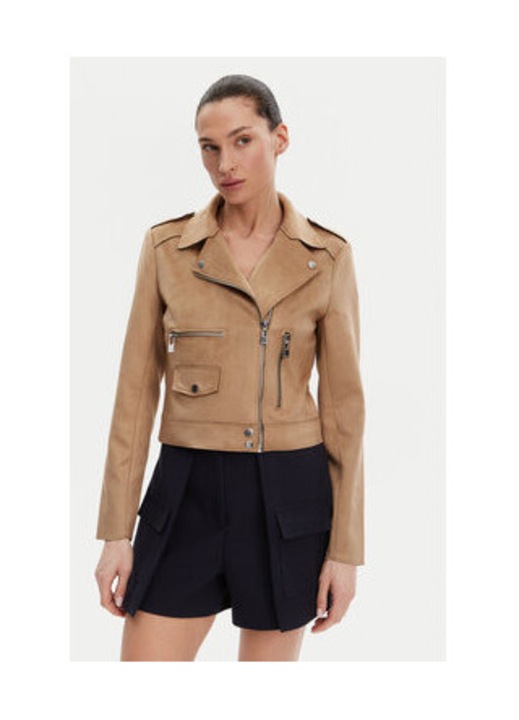 Geaca dama, Morgan, MORGAN-241-GOUSMI 969 CAMEL, imitatie de piele, bej, 100% ecologica, Maro, M