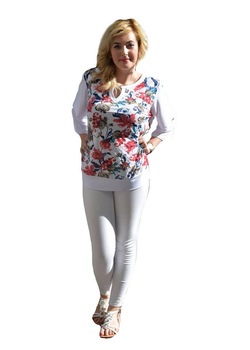 Bluza cu efect 3D,masura mare,D&J Exclusive, Alb/Bleumarin Bluza cu efect 3D,masura mare,D&J Exclusive, Alb/Bleumarin