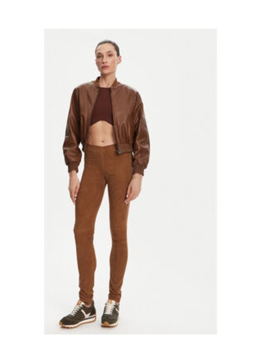 Geaca dama, Serge Pariente, stretchy, piele naturala, maro