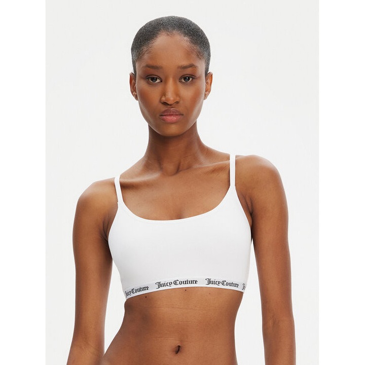 Bustiera sport dama, Juicy Couture, alb, bumbac si elastan