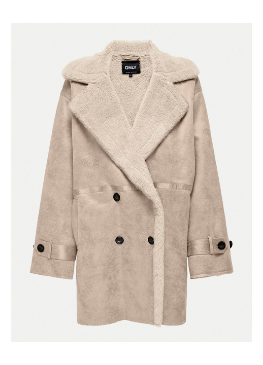 Palton dama ONLY, model SAFARI, imitatie piele, bej, XS