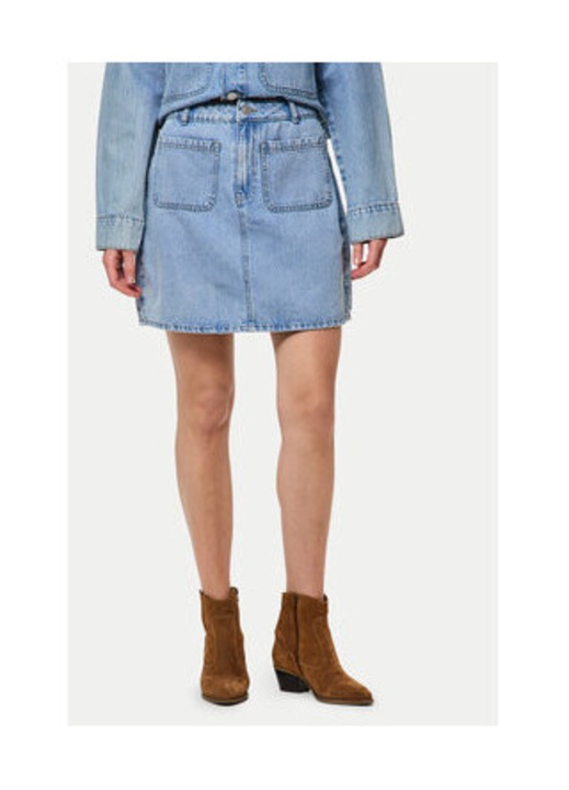 Fusta Pieces, bumbac, albastru, XL INTL