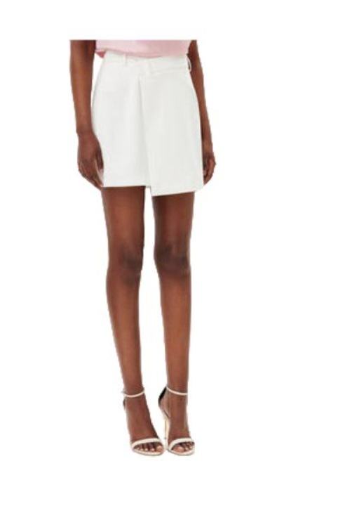 Имперска пола в цвят екрю, полиестер, вискоза, еластан, Бял