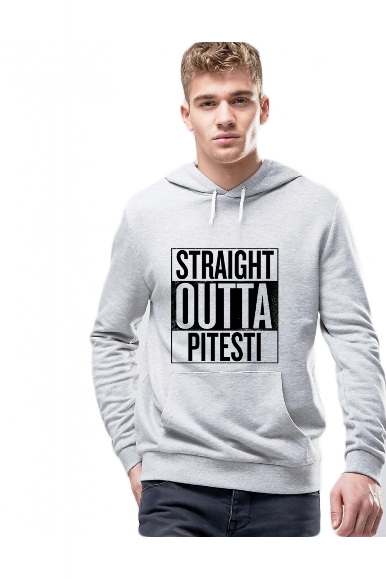 Hanorac Barbati Gri - Straight Outta Pitesti