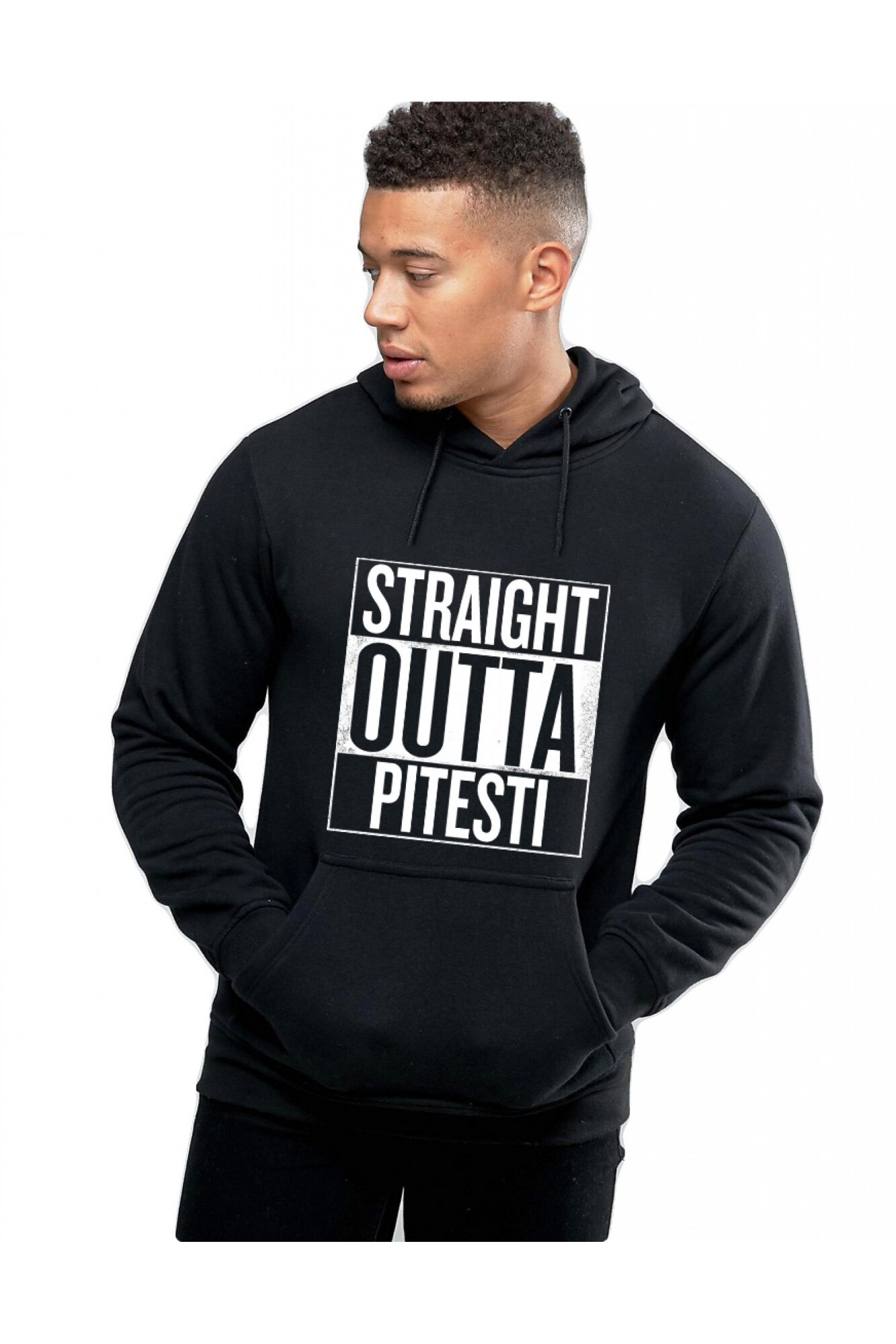 Hanorac Barbati Negru - Straight Outta Pitesti