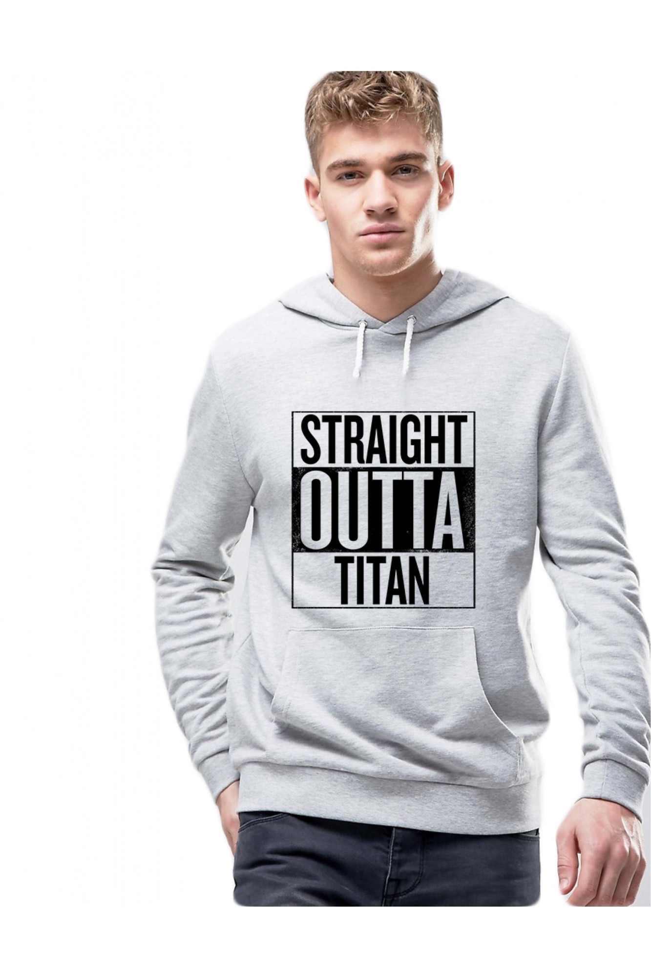 Hanorac Barbati Gri - Straight Outta Titan