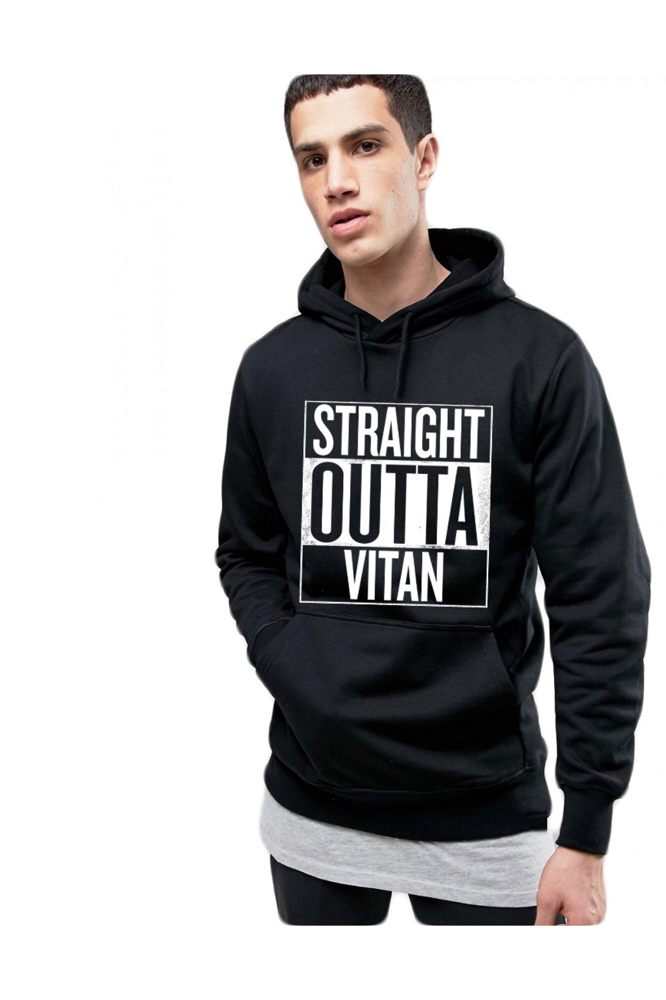Hanorac Barbati Negru - Straight Outta Vitan