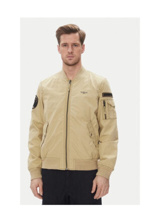 Мъжко спортно яке, Aeronautica Militare, памук, бежово, Бежов