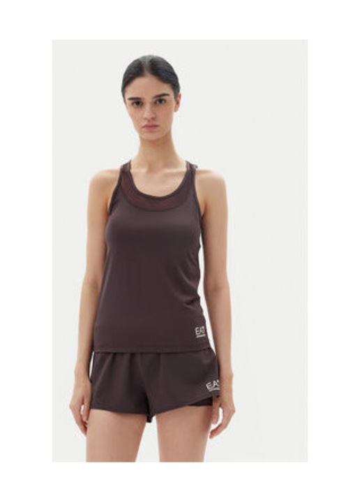 Női póló, Emporio Armani EA7, 85% poliészter, barna, elasztán, 2XL INTL