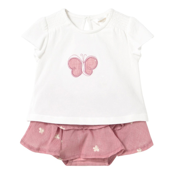 Compleu pentru copii, Mayoral PRIMAR-1853, bumbac/poliester, alb/roz, 86 CM