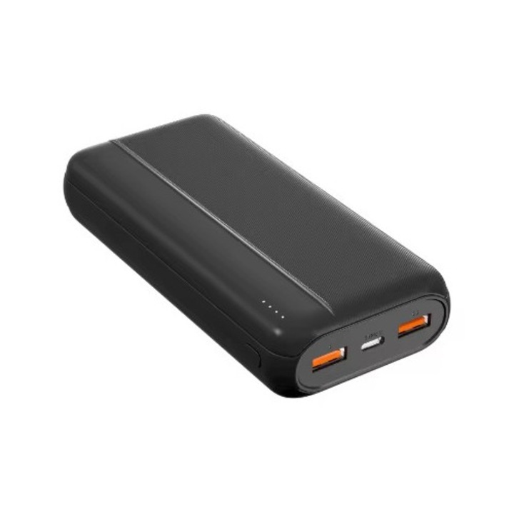 Power Bank 20000mAh, USB-C, 12V1.5A, Negru, 141.5x67.5x28.5mm, compatibil cu iPhone 15/14/13/12 Pro, Samsung Galaxy S23