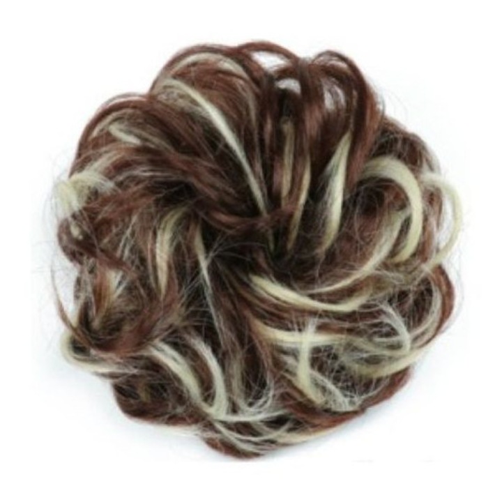 Ластик за коса тип кок, тип Q5, 6/613, кафяво-платинено руси кичури, 20 см