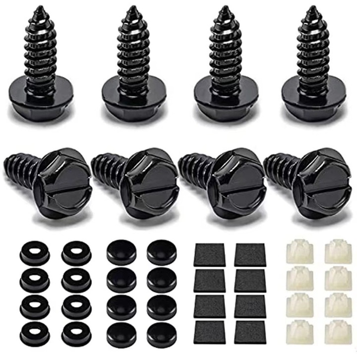 Rendszámtábla csavarok, rozsdamentes acél, háztartási rendszámtábla csavar tartozékok, autó rendszámtábla csat, egy doboz