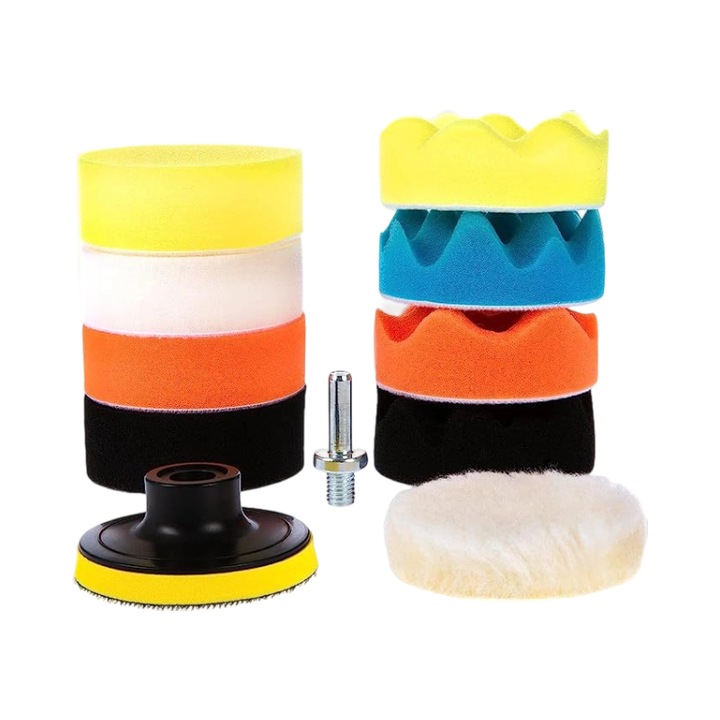 Kit 11 piese de pad-spuma 6,5 inch pentru masina – polisare, compus, ceruire pentru polizor pendular
