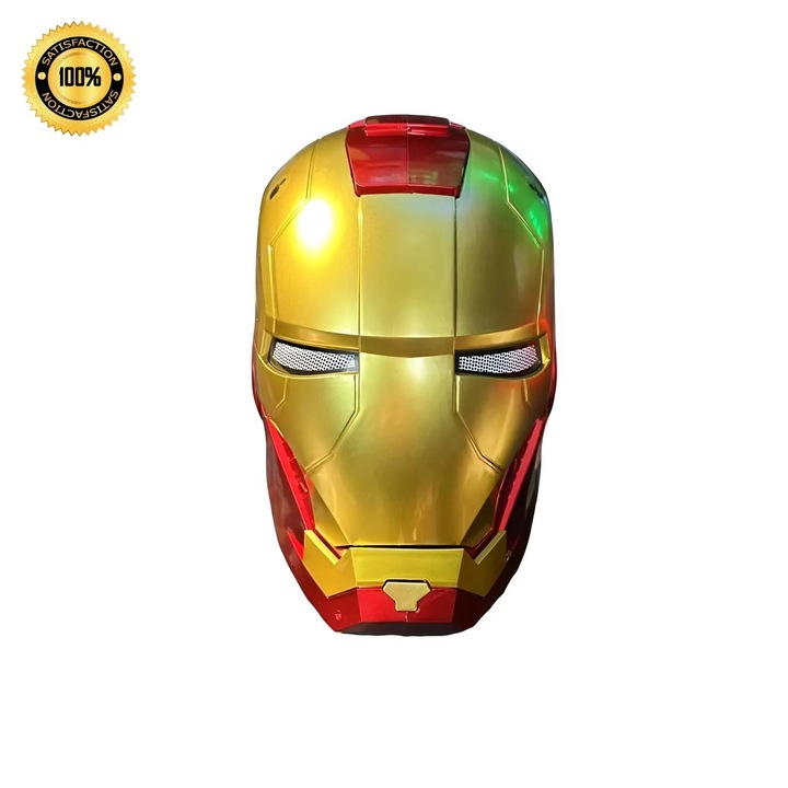 Каска Iron Man MK5 подобрена златна версия, електрическа маска с отваряне и затваряне, LED светлини, тактилно отваряне и затваряне, 30x25x25см, червено/златисто