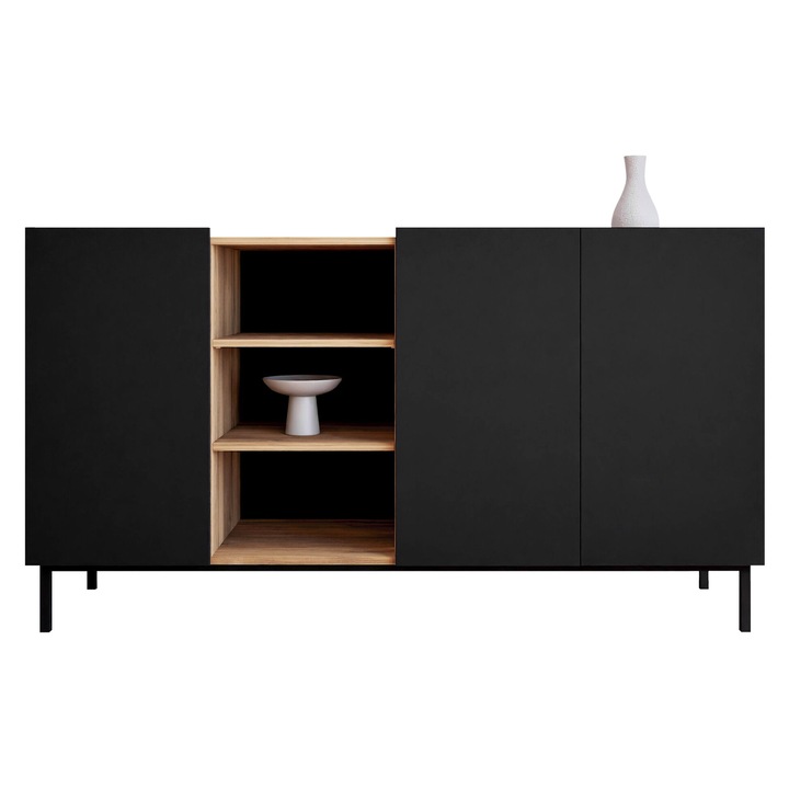 Comoda living Rutori RO-01, MIRJAN 24, negru + auriu, 44x153x85 cm