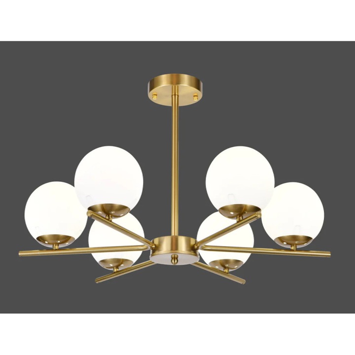 Полилей RFAN, модел F0015/6, с абажури, 6 x E27, златен