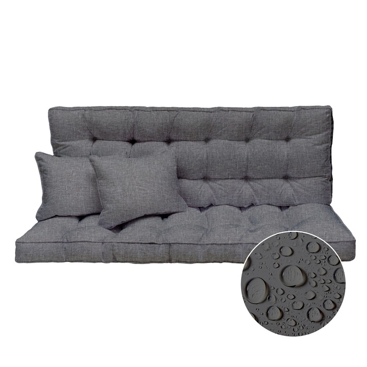 Saltea Impermeabila Premium XXL Pentru Leagan, Banca De Gradina Sau Mobilier Din Paleti, Grosime Mare, Matlasata, Culoare Gri Melange, Dimensiune 180x50 Cm, Calitate Superioara