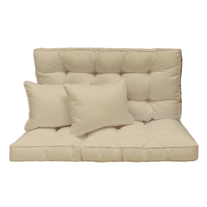 Saltea impermeabila Premium pentru leagan, banca de gradina, mobilier din paleti, matlasata, bej, 120x50