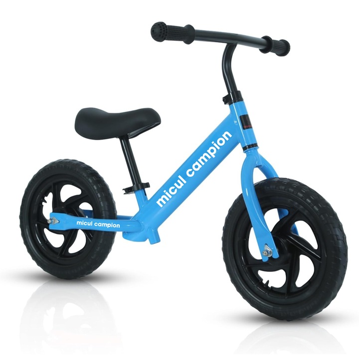 Велосипед за балансиране, Invincio Little Champion, за деца 3-6 години, колела от EVA с антипробуксовки, регулируема седалка и кормило, лека стоманена рамка, неплъзгащи се кормила - идеални за баланс и координация, максимален капацитет 30 кг, син