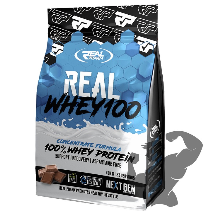 Протеин Real Pharm, 700 г, Протеин на прах, Мускулна маса, Суроватъчен протеин Шоколад