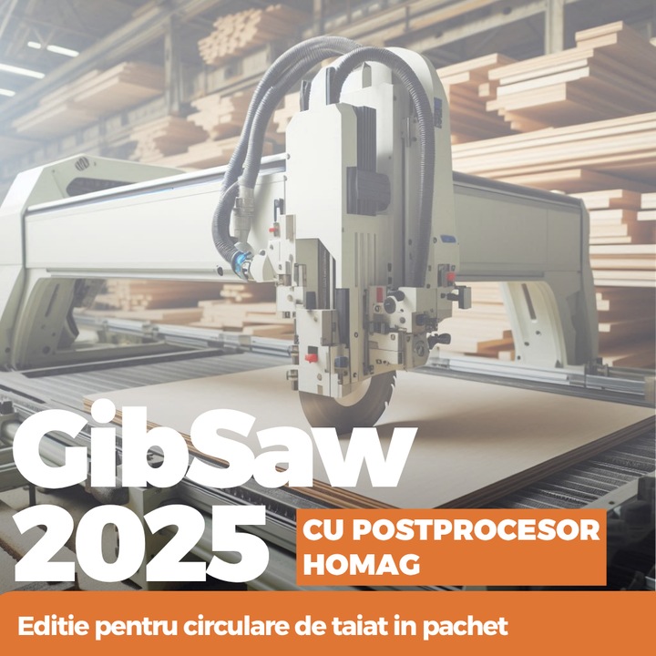 Licenta GibSaw 2025, software pentru optimizare debitare PAL, pentru fierastraie circulare de taiat in pachet, cu postprocesor Homag, valabilitate 90 zile