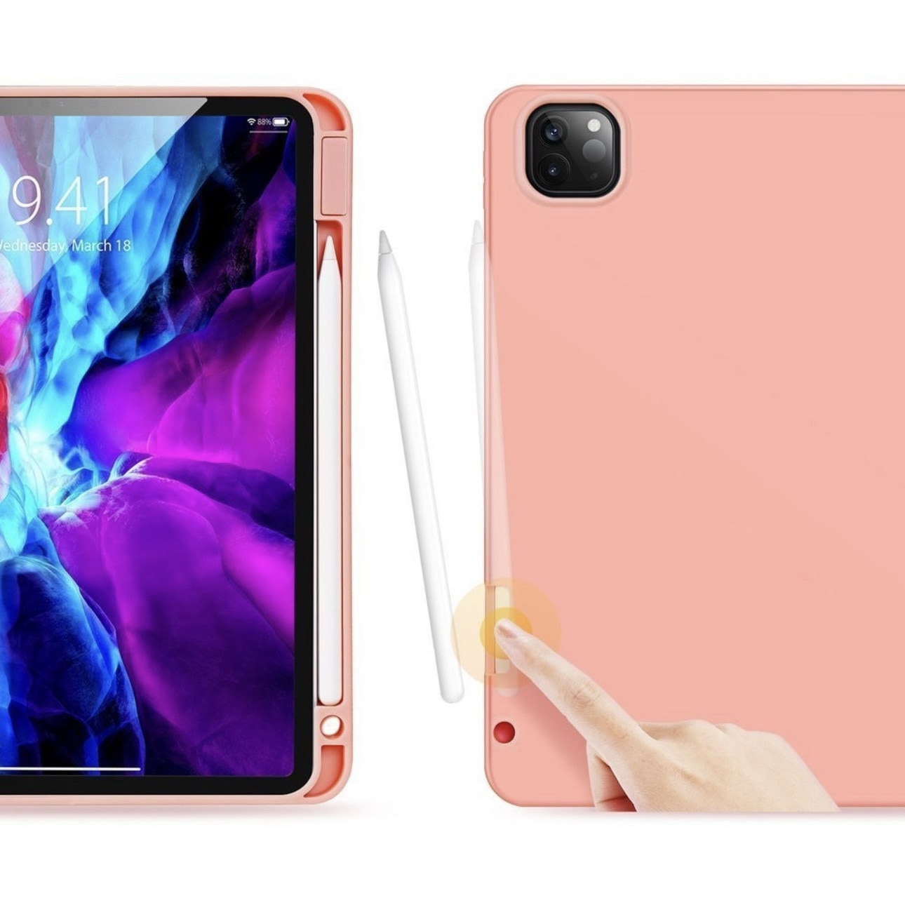Husa pentru iPad Pro 12.9 2018 / 2020 / 2021 / 2022, DUX DUCIS Domo Series, functie stand, compatibil Apple Pencil, roz