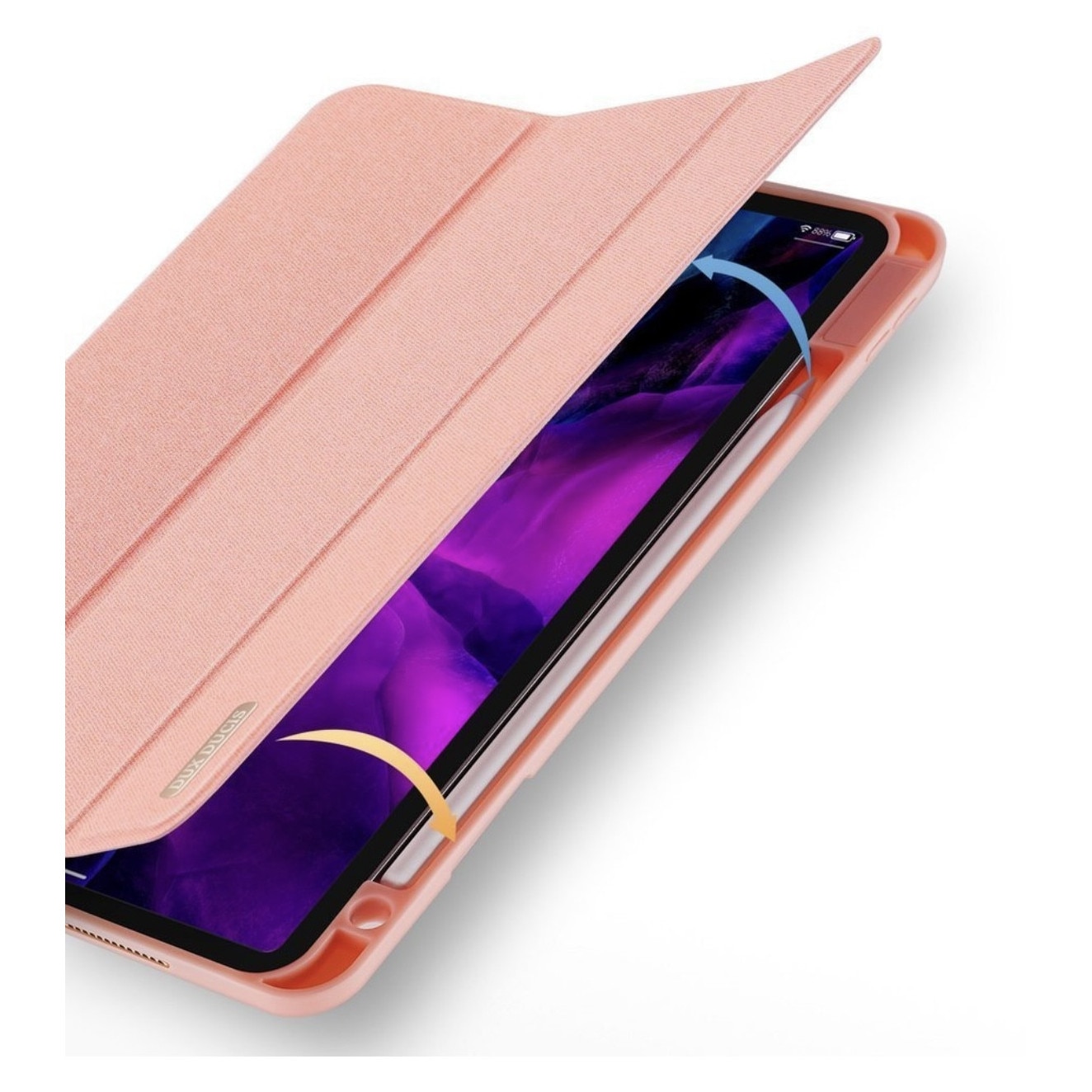 Husa pentru iPad Pro 12.9 2018 / 2020 / 2021 / 2022, DUX DUCIS Domo Series, functie stand, compatibil Apple Pencil, roz
