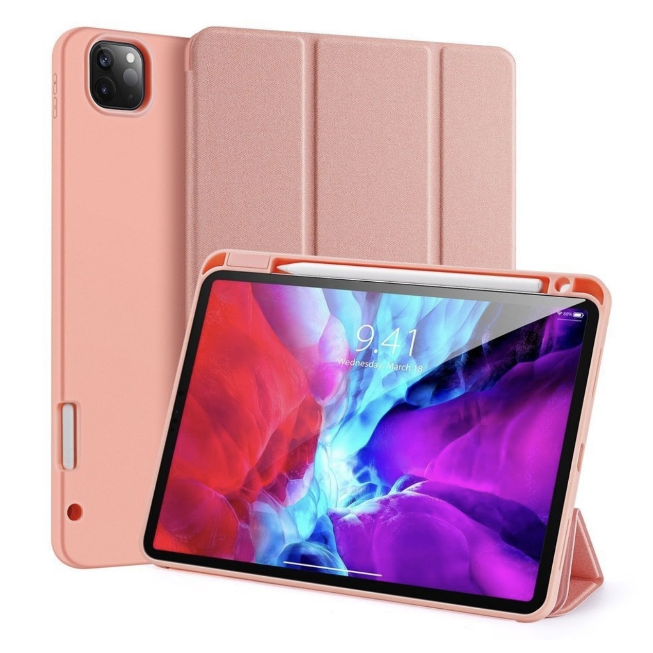 Husa pentru iPad Pro 12.9 2018 / 2020 / 2021 / 2022, DUX DUCIS Domo Series, functie stand, compatibil Apple Pencil, roz