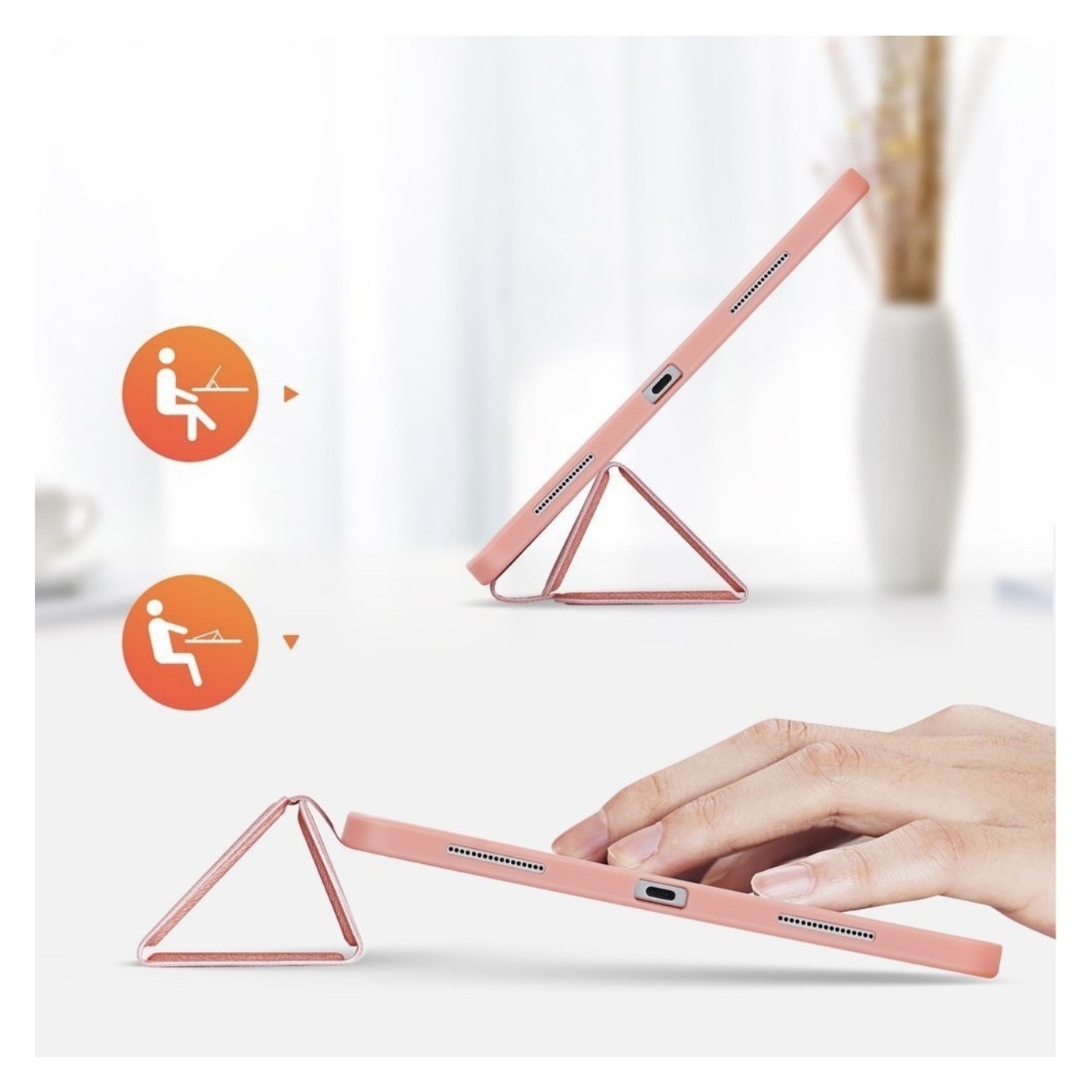 Husa pentru iPad Pro 12.9 2018 / 2020 / 2021 / 2022, DUX DUCIS Domo Series, functie stand, compatibil Apple Pencil, roz