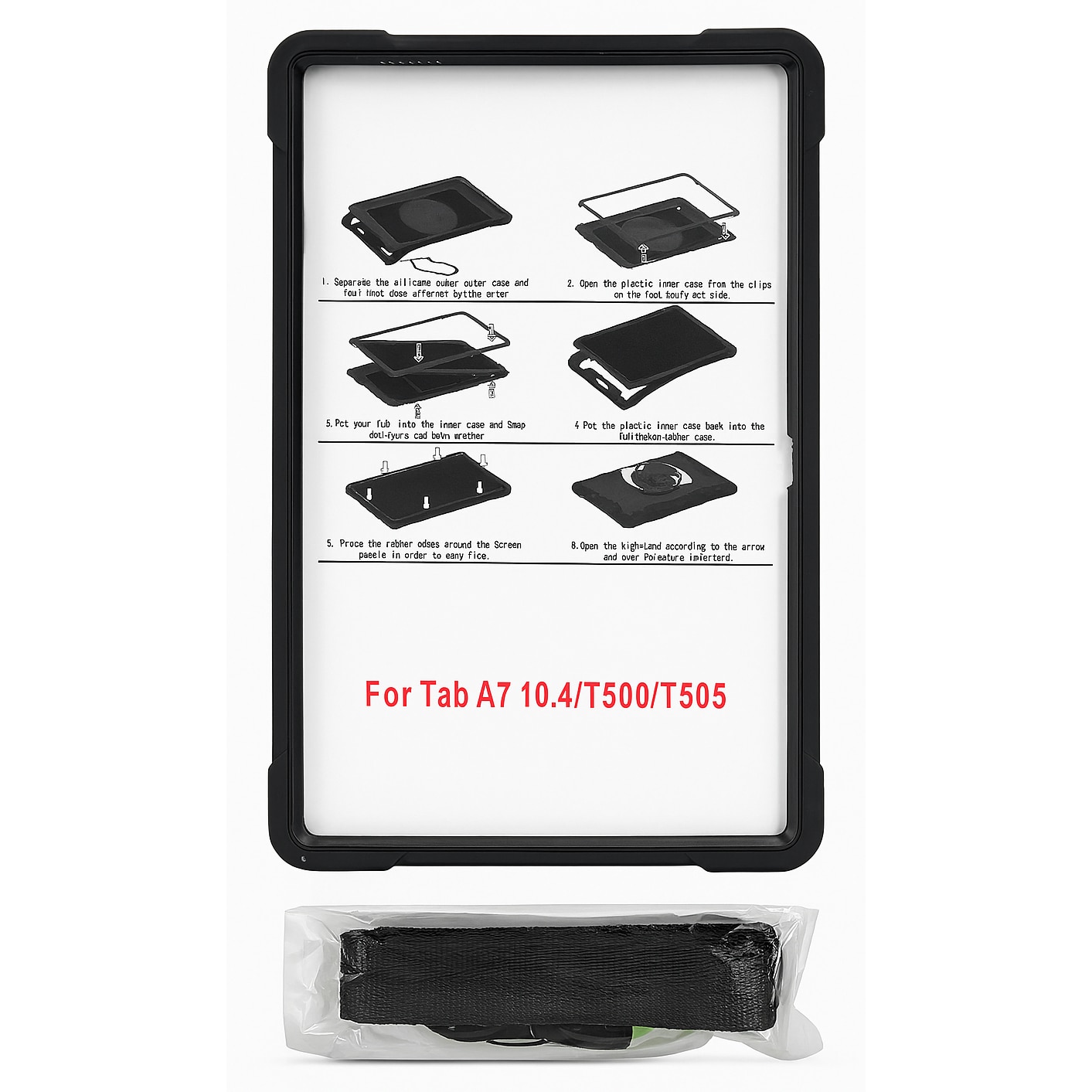 Husa pentru Samsung Galaxy Tab A7 10.4” (T500/T505/T507), rotativa 360°, protectie robusta, curea de mana, neagra