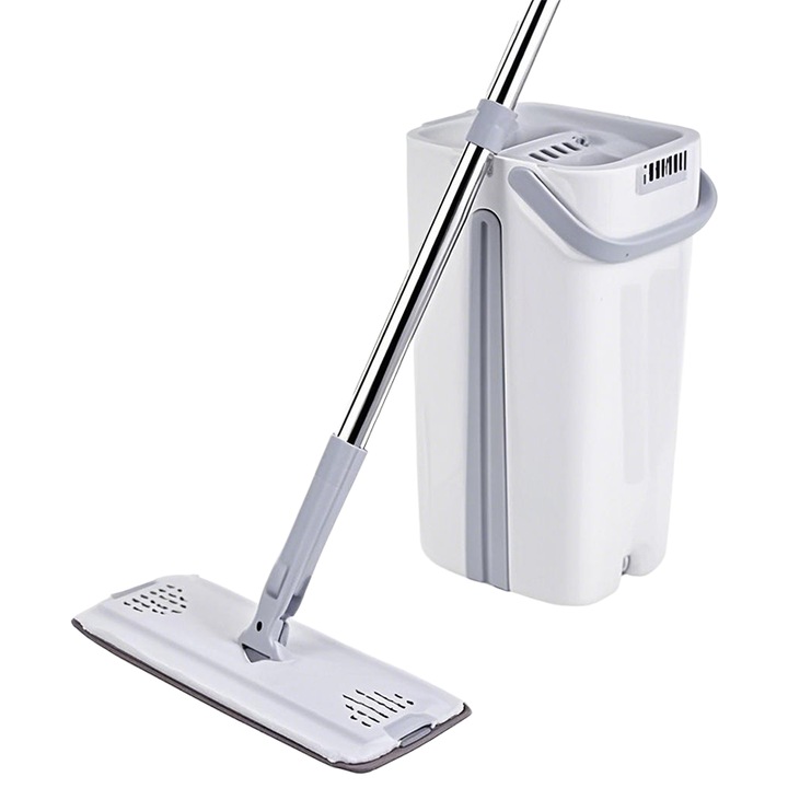 Set mop plat cu functie de stoarcere, 2 lavete, telescopic, multicolor