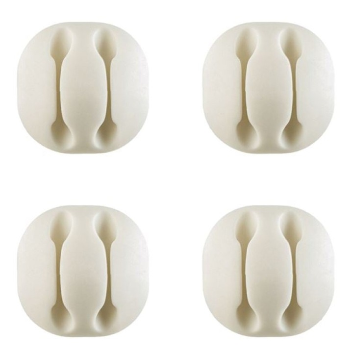 Set 4 Carlige Autocolante Albe pentru Organizarea Cablurilor