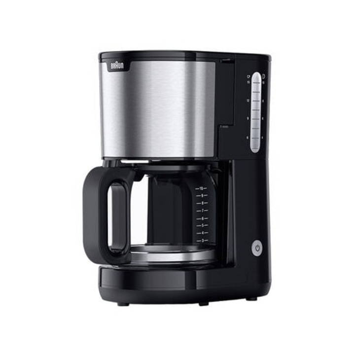 Cafetiera Braun KF 1500 BK PurShine, 1000 W, OptiBrew, Oprire automata, 10 cesti, Anti-picurare Negru/Inox