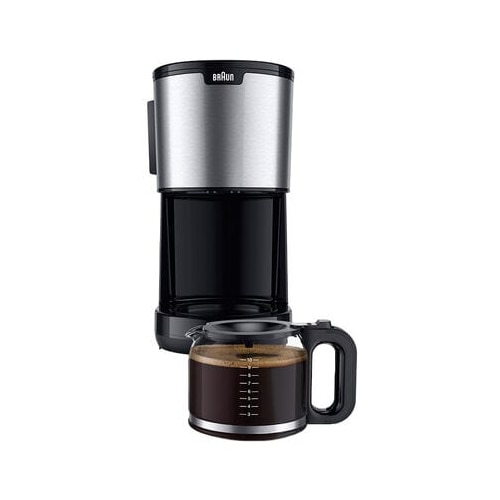 Cafetiera Braun KF 1500 BK PurShine, 1000 W, OptiBrew, Oprire automata, 10 cesti, Anti-picurare Negru/Inox