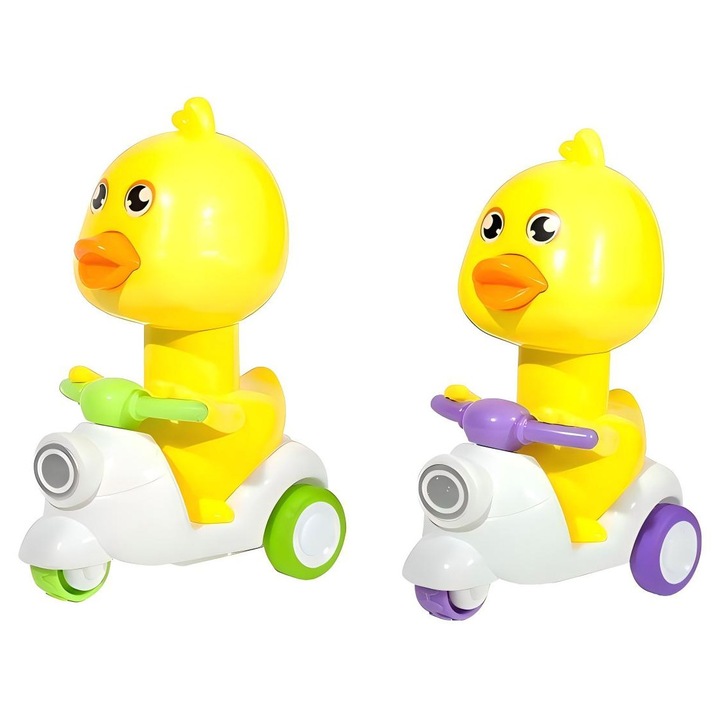 Ratusca galbena draguta care merge pe o motocicleta, doar apasa si gata, nu necesita baterie, doua intr-un pachet,10x5.5x13cm, Omelivon®